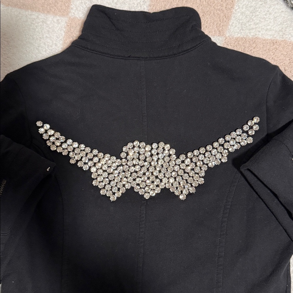 TWISTED HEART Black Jacket with Crystal Embellishments